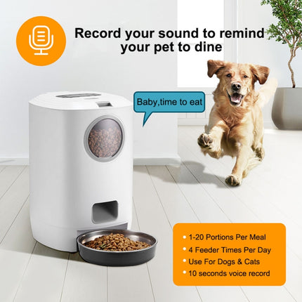 4.5L Smart Pet Cat Dog Bowl Food Automatic Dispenser Feeder  With Timer Auto Electronic Feeder With Metal Food Tray, USB Interface No Adapter, US Plug, EU Plug, AU Plug, UK Plug