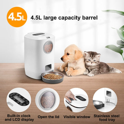 4.5L Smart Pet Cat Dog Bowl Food Automatic Dispenser Feeder  With Timer Auto Electronic Feeder With Metal Food Tray, USB Interface No Adapter, US Plug, EU Plug, AU Plug, UK Plug