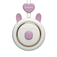 GIVELONG Hanging Neck Mini Rechargeable USB Fan Children Portable Leafless Fan, Piglet (Pink), Piglet (Blue), Piglet (Purple), Piglet (Green), Calf (Pink), Calf (Blue), Calf (Purple), Calf (Green), Rabbit (Pink), Rabbit (Blue), Rabbit (Purple)