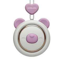 GIVELONG Hanging Neck Mini Rechargeable USB Fan Children Portable Leafless Fan, Piglet (Pink), Piglet (Blue), Piglet (Purple), Piglet (Green), Calf (Pink), Calf (Blue), Calf (Purple), Calf (Green), Rabbit (Pink), Rabbit (Blue), Rabbit (Purple)