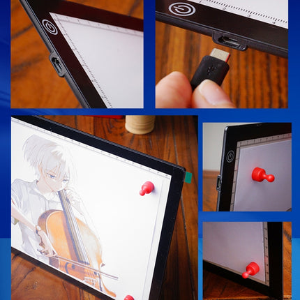 Copy Station Anime Drain Station LED Copy Board With Magnetic Suction Light Board Drawing Plate With USB Cable, A4 3 Gear Dimming (Black), A4 Stepless Dimming (Black), A3 3 Gear Dimming (Black), A3 Stepless Dimming (Black)
