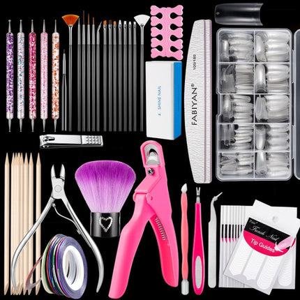 FABIYAN Nail Brush Nail Piece Set Nail Art Polishing Supplies Set, Natural Semi-sticked Small Set, Transparent Semi-sticked Small Set, Natural Full-sticked Small Set, Transparent Full-sticked Small Set, Natural Small Set, Transparent Small Set         ...