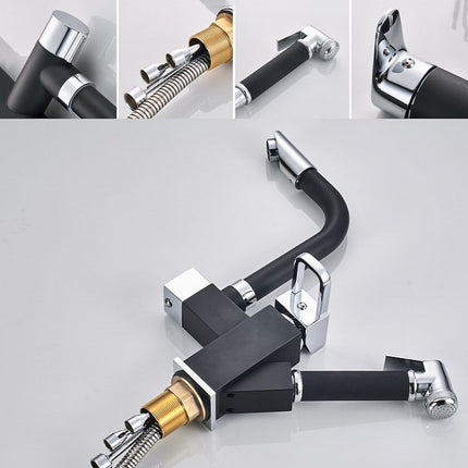 Kitchen Pull-Out Double Faucet Water Table Hot And Cold Water Faucet, Wheel Bending Pull, Round Spray Pull, Cube Spray Pull, Round Universal Distortion, Cube Universal Distortion