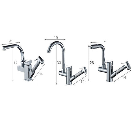 Kitchen Pull-Out Double Faucet Water Table Hot And Cold Water Faucet, Wheel Bending Pull, Round Spray Pull, Cube Spray Pull, Round Universal Distortion, Cube Universal Distortion