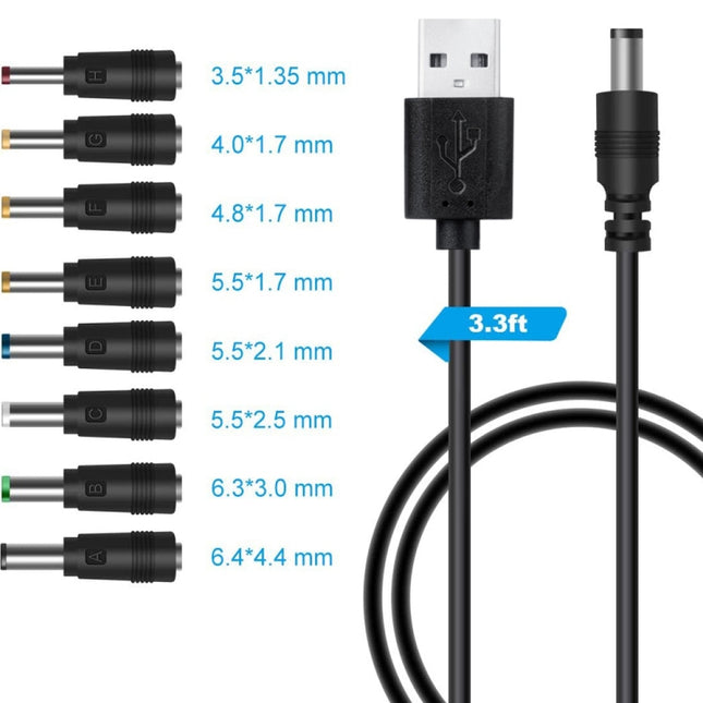 DC Power Cord USB Multi-Function Interchange Plug USB Charging Cable, 8 in 1, 11 in 1