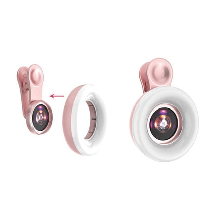 Mobile Phone Macro Lens Beauty Makeup Selfie Light, Pink, Black