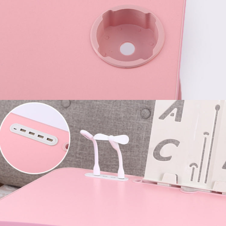USB Folding Computer Desk With Fan & Lamp, Size: 60x40x28cm, Cool Black, Teenage Pink, Sky Blue, White Maple, Walnut, Eye Grotection Green