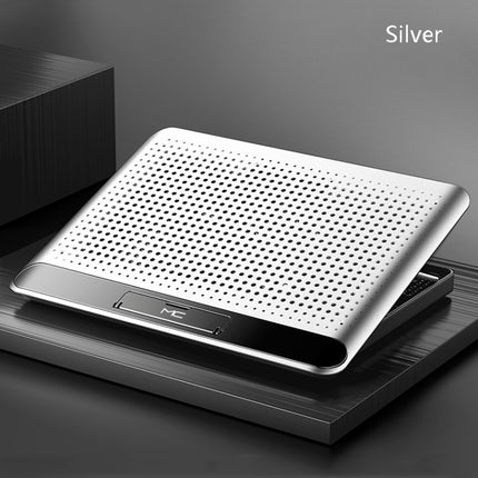 NUOXI Q5 Notebook Radiator Base Computer Aluminum Alloy Plate Pad Fan Bracket, Silver, Black