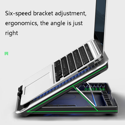 NUOXI Q5 Notebook Radiator Base Computer Aluminum Alloy Plate Pad Fan Bracket, Silver, Black