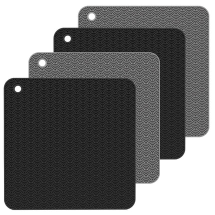 Geometry Kitchen Silicone Pot Holder Heat Insulation Pad Round(Black), Square(Gray), Round(Gray), Square(Black), Round(Black)