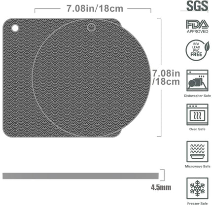 Geometry Kitchen Silicone Pot Holder Heat Insulation Pad Round(Black), Square(Gray), Round(Gray), Square(Black), Round(Black)