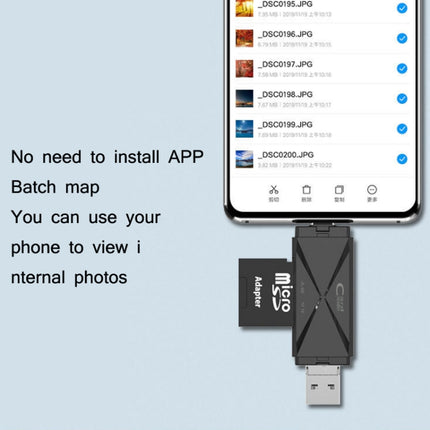 YH-109 SD/TF/Type-C/Micro USB/USB Computer PC Mobile Phone OTG Card Reader, White, Black