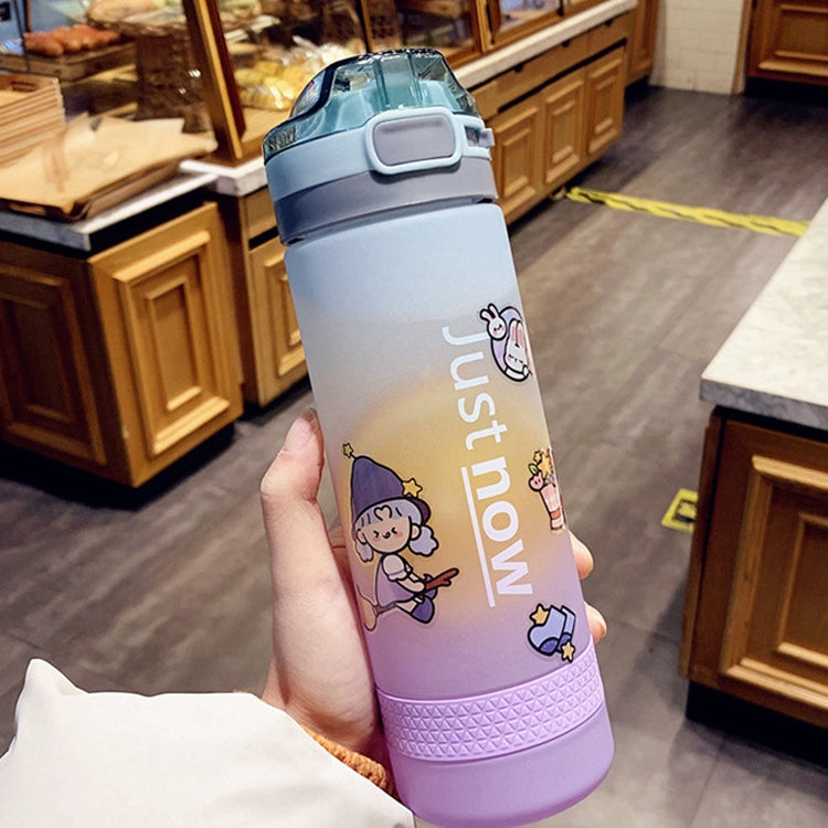 Cartoon Girl Straw Cup Fresh Frosted Gradient Scale Plastic Cup Portable Cup, 400ml, 600ml