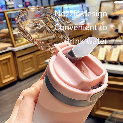 Cartoon Girl Straw Cup Fresh Frosted Gradient Scale Plastic Cup Portable Cup, 400ml, 600ml