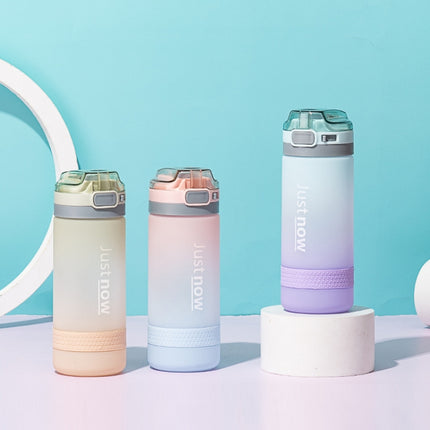 Cartoon Girl Straw Cup Fresh Frosted Gradient Scale Plastic Cup Portable Cup, 400ml, 600ml