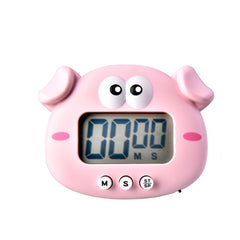 Kitchen Baking Cartoon Animal Electronic Timer Alarm Clock Student Learning Timer, Pink Pig, Yellow Chicken, Green Frog, Pink Frog