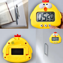 Kitchen Baking Cartoon Animal Electronic Timer Alarm Clock Student Learning Timer, Pink Pig, Yellow Chicken, Green Frog, Pink Frog