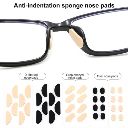 20 PCS Glasses Nose Strip Soft EVA Sponge Nose Mat Comfortable No Pressure Mark Does Not Remove Makeup Anti-Height Eye Frame Nose, D-type Black 1.0mm