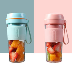 FS1300 Mini Juicer Home Portable Cooking Machine Student Juice Cup Juicer, Cherry Blossom Double Blade, Gem Blue Four Blade, Cherry Blossom Four  Blade