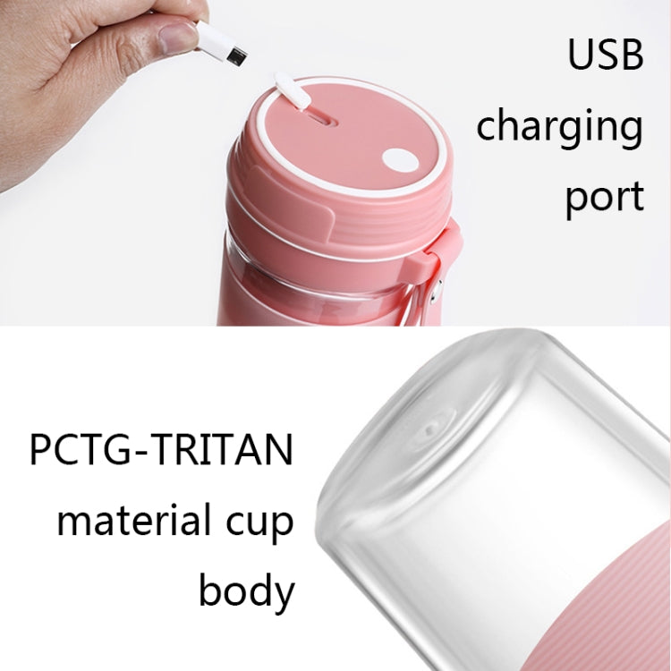 FS1300 Mini Juicer Home Portable Cooking Machine Student Juice Cup Juicer, Cherry Blossom Double Blade, Gem Blue Four Blade, Cherry Blossom Four  Blade