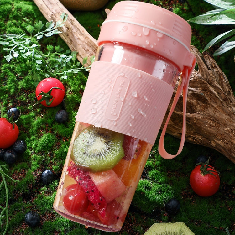FS1300 Mini Juicer Home Portable Cooking Machine Student Juice Cup Juicer, Cherry Blossom Double Blade, Gem Blue Four Blade, Cherry Blossom Four  Blade