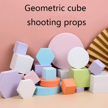 8 PCS Geometric Cube Photo Props Decorative Ornaments Photography Platform, Colour: 5 x 5 x 5cm Small White Square, Small Lake Blue Square, Large Lake Blue Square, Small Lake Blue Rectangular, Large Lake Blue Rectangular, Small Lake Blue Cylinder      ...