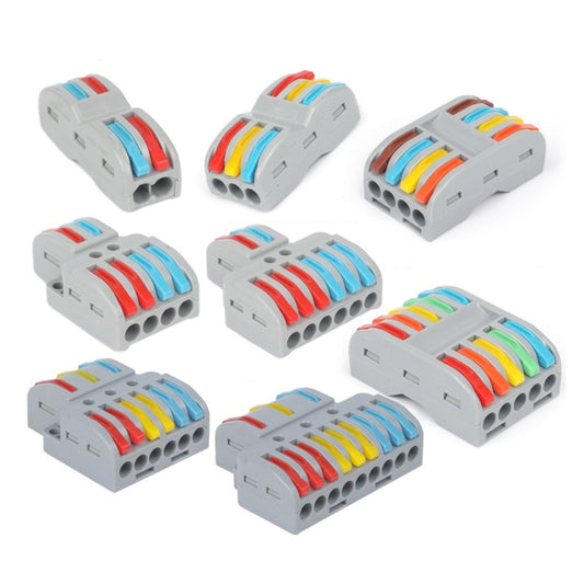 SPL-2 2 In 3 Out Colorful Quick Line Terminal Multi-Function Dismantling Wire Connection Terminal, SPL-2 2 In 3 Out, SPL-3 3 In 3 Out, SPL-42 2 In 4 Out, SPL-62 2 In 6 Out, SPL-63 3 In 6 Out, SPL-93 3 In 9 Out, LT-624 2 In 4 Out, LT-626 2 In 6 Out