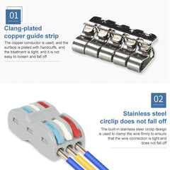 SPL-2 2 In 3 Out Colorful Quick Line Terminal Multi-Function Dismantling Wire Connection Terminal, SPL-2 2 In 3 Out, SPL-3 3 In 3 Out, SPL-42 2 In 4 Out, SPL-62 2 In 6 Out, SPL-63 3 In 6 Out, SPL-93 3 In 9 Out, LT-624 2 In 4 Out, LT-626 2 In 6 Out