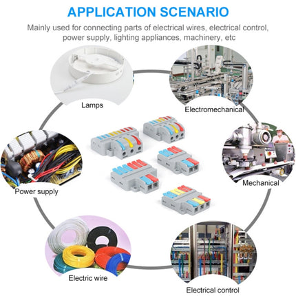 SPL-2 2 In 3 Out Colorful Quick Line Terminal Multi-Function Dismantling Wire Connection Terminal, SPL-2 2 In 3 Out, SPL-3 3 In 3 Out, SPL-42 2 In 4 Out, SPL-62 2 In 6 Out, SPL-63 3 In 6 Out, SPL-93 3 In 9 Out, LT-624 2 In 4 Out, LT-626 2 In 6 Out�����...