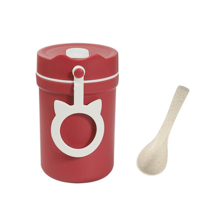 Portable Handle Breakfast Cup Porridge Cup Suitable For Microwave Oven, Style:, Cat Buckle (Dark Blue), Cat Buckle (Hawthorn Red), Cat Buckle (Yellow), Long Band (Dark Blue), Long Band (Red), Long Band (Yellow)
