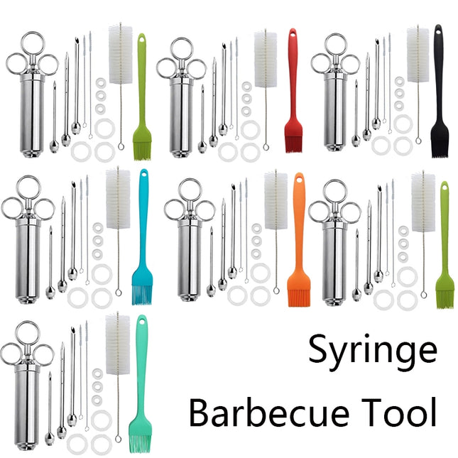 Stainless Steel Spice Syringe Barbecue Tool Turkey Needle Set