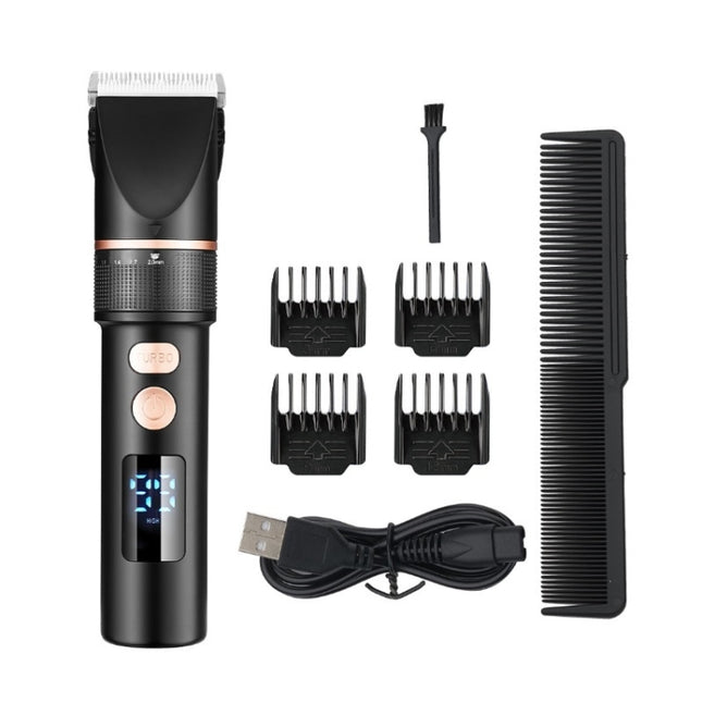 TURBO Men Electric Hair Trimmer LCD Digital Display Hair Clipper