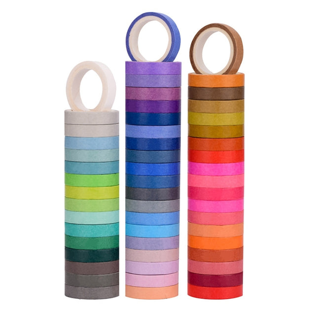 60 Colors / Box 8mmx4m Pure Color Rainbow Tape Hand Ledger Decoration Sticker, 60 Colors / Box