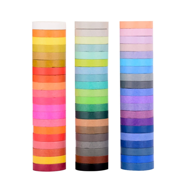 60 Colors / Box 8mmx4m Pure Color Rainbow Tape Hand Ledger Decoration Sticker, 60 Colors / Box