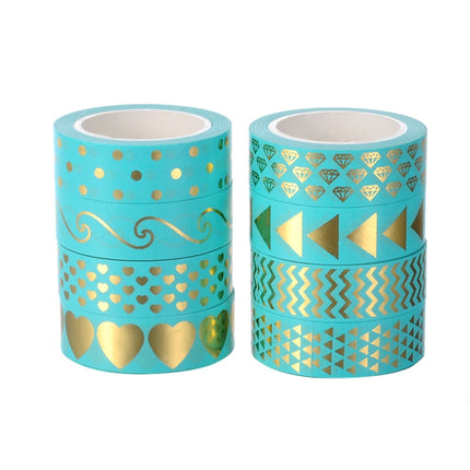 8 Rolls / Set Simple Basic Material Stamping Paper Tape Hand Ledger Decoration Sticker