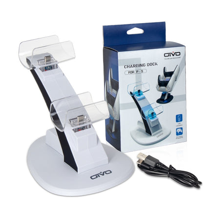 OIVO IV-P5234 Gamepad Aircraft Two-Seater Charger For PS5, White, Black