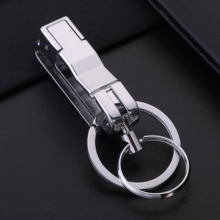 JOBON ZB-8782 Car Keychain Men Metal Anti-Lost Double Ring Detachable Keychain, ZB-8782