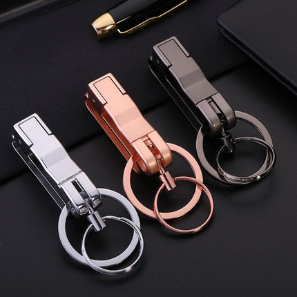 JOBON ZB-8782 Car Keychain Men Metal Anti-Lost Double Ring Detachable Keychain, ZB-8782