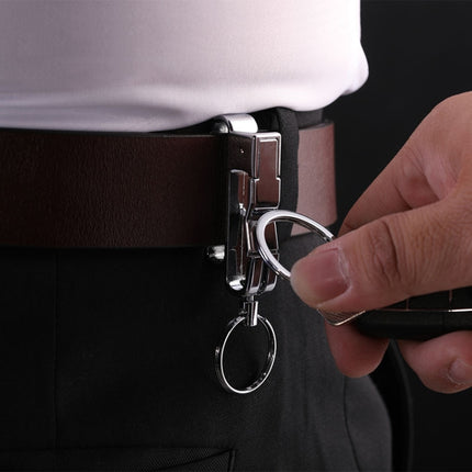 JOBON ZB-8782 Car Keychain Men Metal Anti-Lost Double Ring Detachable Keychain, ZB-8782