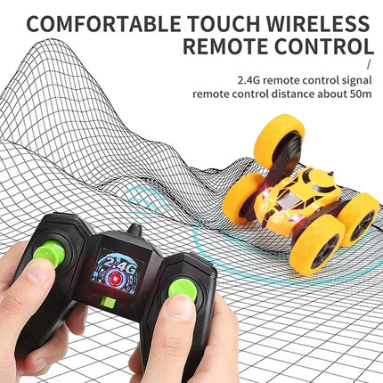 2.4G Remote Control Drift Roll Double-sided Stunt Car With Lights, Red, Blue