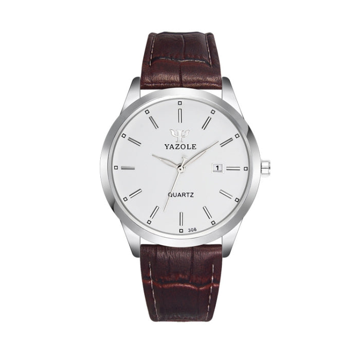 YAZOLE 308 Luminous Quartz Watch Men Watch, White Tray Brown Belt, White Tray Black Belt, Black Tray Black Belt, Black Tray Brown Belt, White Tray Silver Steel Strip, Black Tray Silver Steel Strip, Black Shell Black Tray Black Belt                     ...