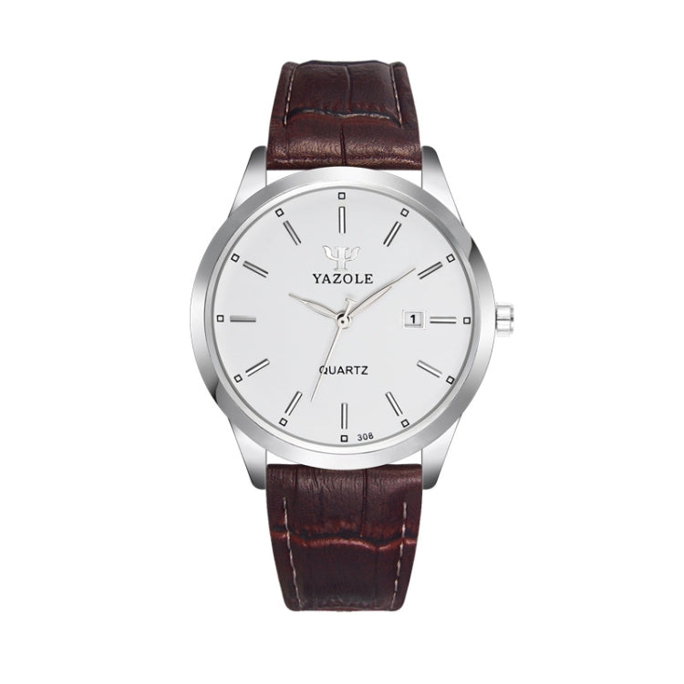 YAZOLE 308 Luminous Quartz Watch Men Watch, White Tray Brown Belt, White Tray Black Belt, Black Tray Black Belt, Black Tray Brown Belt, White Tray Silver Steel Strip, Black Tray Silver Steel Strip, Black Shell Black Tray Black Belt���������������������...