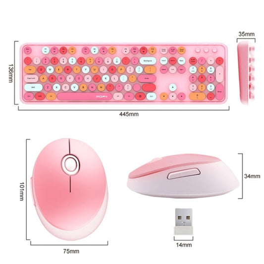 Mofii Sweet Wireless Keyboard And Mouse Set Girls Punk Keyboard Office Set, Colour: White Pink Ordinary Version, Milk Tea Mixed Color