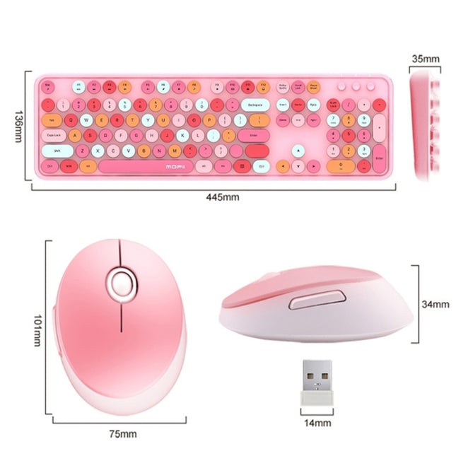 Mofii Sweet Wireless Keyboard And Mouse Set Girls Punk Keyboard Office Set, Colour: Purple Mixed Version