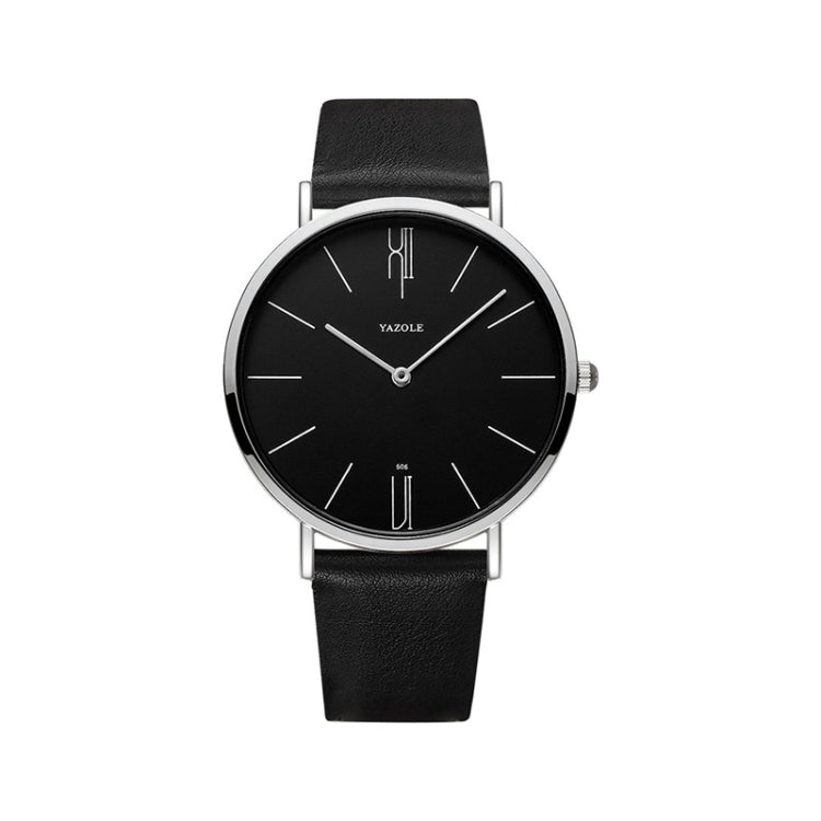 YAZOLE 506 Simple Large Scale Dial Men Business Quartz Watch, Silver Shell Black Tray Black Belt, Silver Shell White Tray Black Belt, Silver Shell Black Tray Brown Belt, Silver Shell White Tray Brown Belt, Black Shell Black Tray Black Belt�������������...
