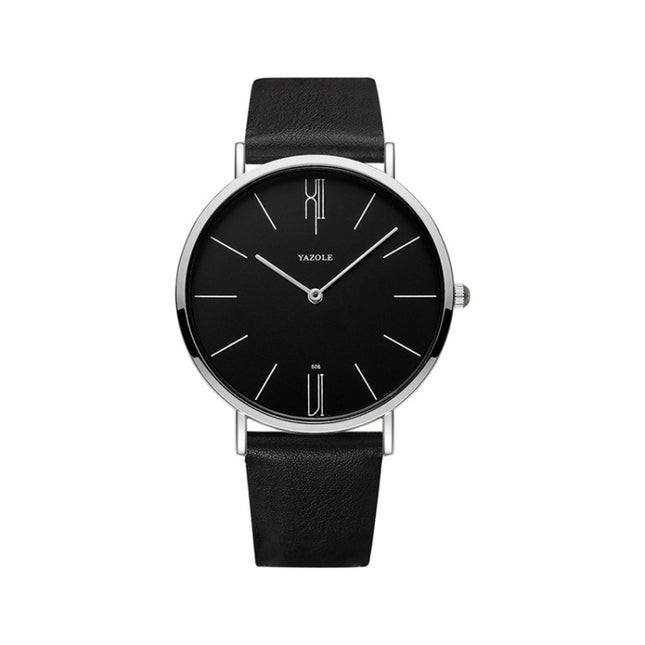 YAZOLE 506 Simple Large Scale Dial Men Business Quartz Watch, Silver Shell Black Tray Black Belt, Silver Shell White Tray Black Belt, Silver Shell Black Tray Brown Belt, Silver Shell White Tray Brown Belt, Black Shell Black Tray Black Belt             ...