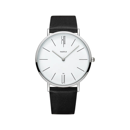 YAZOLE 506 Simple Large Scale Dial Men Business Quartz Watch, Silver Shell Black Tray Black Belt, Silver Shell White Tray Black Belt, Silver Shell Black Tray Brown Belt, Silver Shell White Tray Brown Belt, Black Shell Black Tray Black Belt             ...
