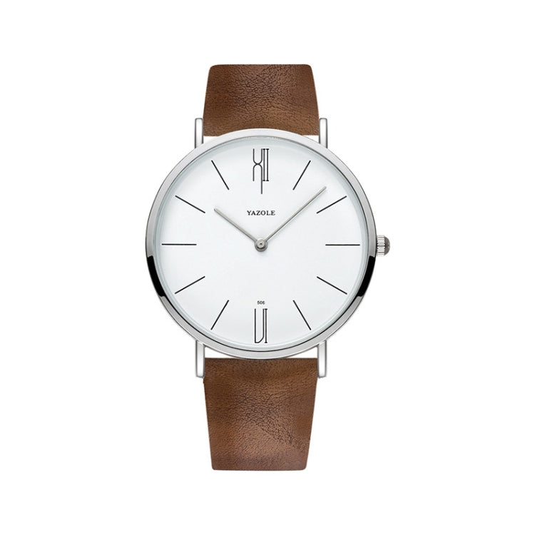 YAZOLE 506 Simple Large Scale Dial Men Business Quartz Watch, Silver Shell Black Tray Black Belt, Silver Shell White Tray Black Belt, Silver Shell Black Tray Brown Belt, Silver Shell White Tray Brown Belt, Black Shell Black Tray Black Belt�������������...