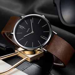 YAZOLE 506 Simple Large Scale Dial Men Business Quartz Watch, Silver Shell Black Tray Black Belt, Silver Shell White Tray Black Belt, Silver Shell Black Tray Brown Belt, Silver Shell White Tray Brown Belt, Black Shell Black Tray Black Belt�������������...