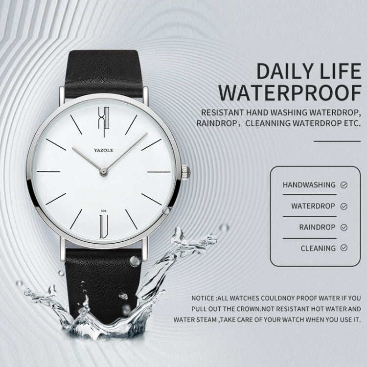 YAZOLE 506 Simple Large Scale Dial Men Business Quartz Watch, Silver Shell Black Tray Black Belt, Silver Shell White Tray Black Belt, Silver Shell Black Tray Brown Belt, Silver Shell White Tray Brown Belt, Black Shell Black Tray Black Belt�������������...